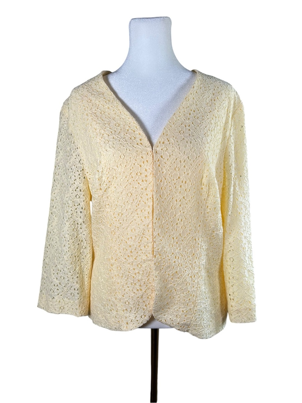 Coquette Vintage Lace Blazer Jacket Butter Yellow Cottagecore Casual Corner 10